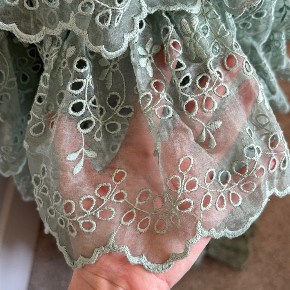 DÔEN XS/S Forsythia dress in Malibu mint Sage Lace Maxi Dress mint eyelet dress - Picture 11 of 13